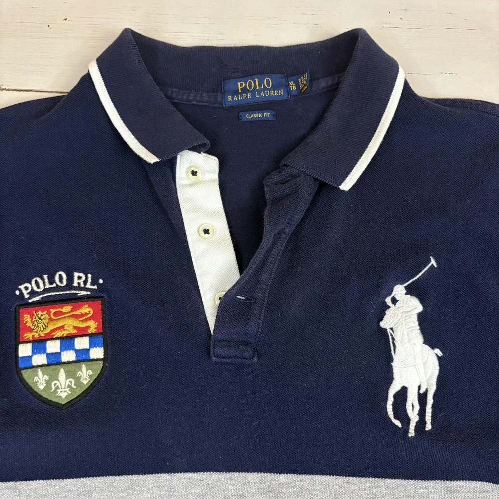 Polo Ralph Lauren Crest Rugby Polo Shirt Big Pony Colorblock Mens XL